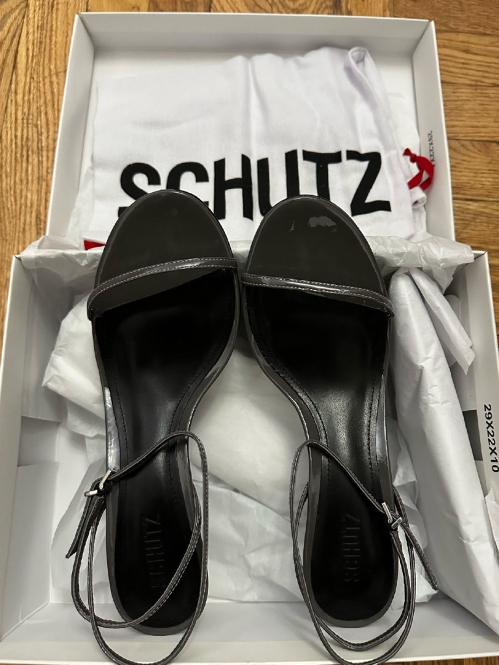 Schutz Siena Curve Mid Patent Sandal (DARK GRAY) - Picture 6 of 10
